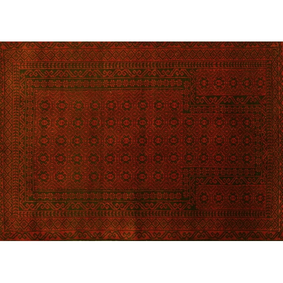 Ahgly Company Machine Washable Indoor Rectangle Persian Yellow Traditional Area Rugs, 8' x 12'
