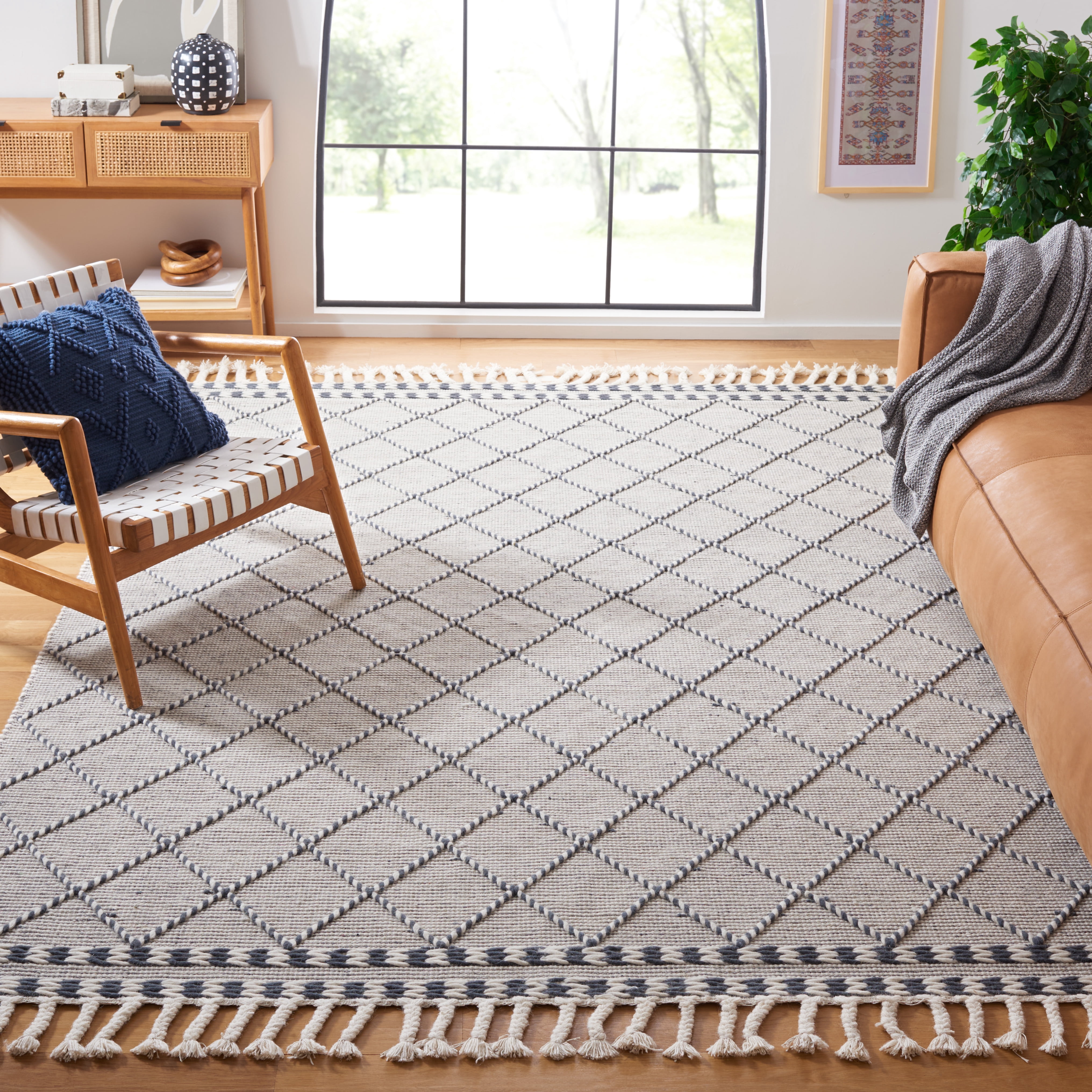 SAFAVIEH Vermont Westley Trellis Area Rug, Ivory/Denim, 8' x 10'