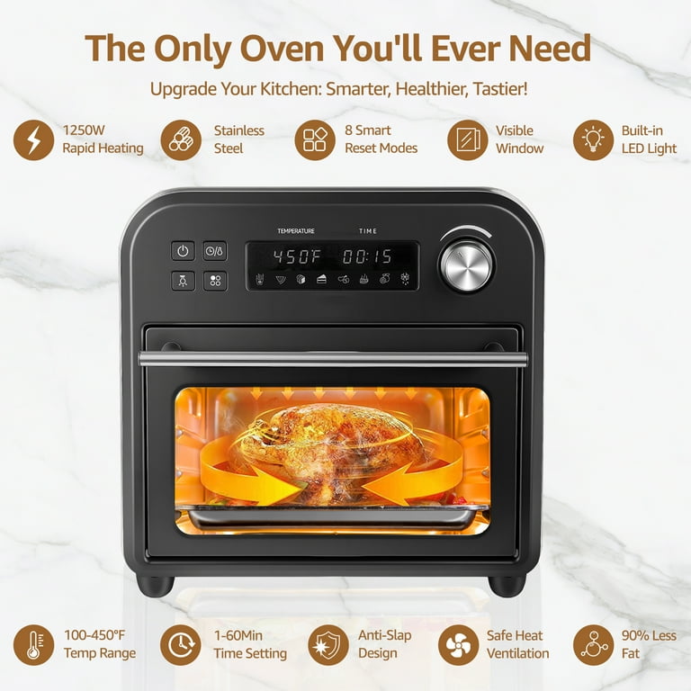 キッチン家電 Epeios Air Fryer Oven 14L LED Panel EPEIOS 14-Liter 6-in-1 Air Fryer Oven Makes Cooking A Cinch