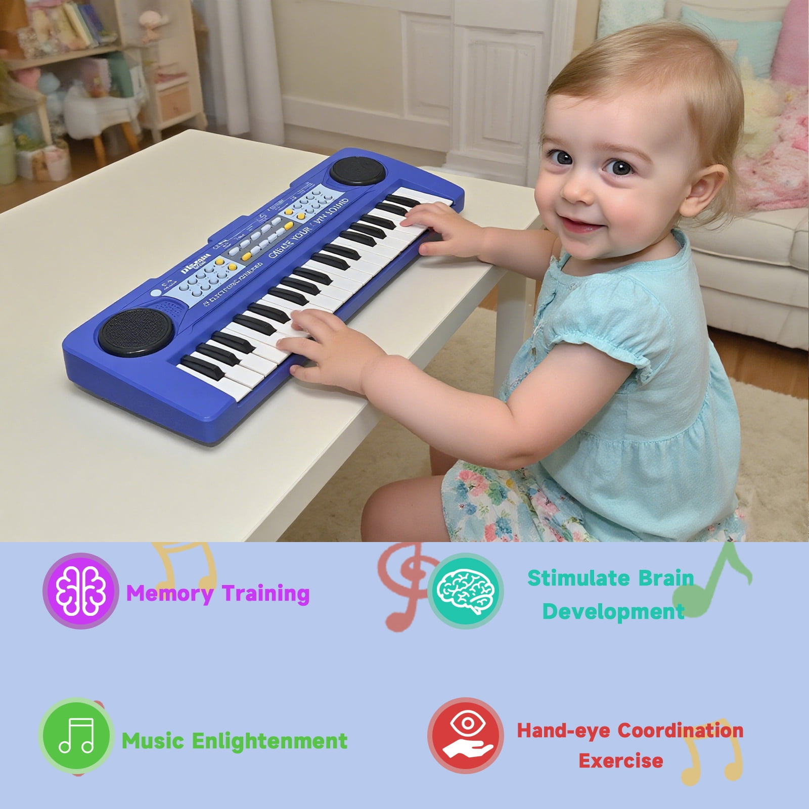OUTGOO 37 Keys Piano Keyboard for Kids, Portable Music Keyboard Piano, Early Learning Educational Electronic Musical Instruments Toys Gifts for 3 4 5 6 7 8 9 Year Old Boys and Girls