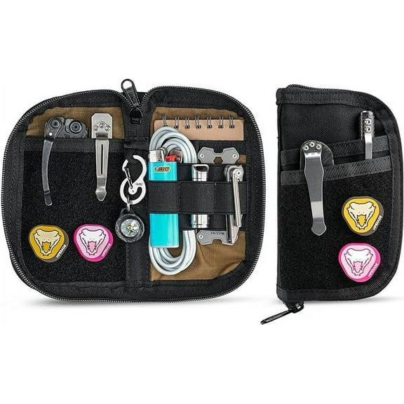 VIPERADE VE22 EDC Pouch, EDC Pocket Organizer for Men, Multitool Pocket Pouch with 4 Pockets, Nylon Compact Pocket Organizer, Small EDC Organizer Pouch-Black