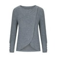 thumbnail image 3 of SEAOPEN Womens V Neck Long Sleeve Shirts Casual Fall Tops Lightweight Tunic Sweaters Fashion Clothes Loose Fit Blue L, 3 of 6