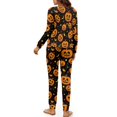 thumbnail image 3 of DISNIMO Women Pajama Set Pumpkin Star Printed Long Sleeve Sleepwear with Elastic Hairband 4 Piece Lounge Set with Pockets Casual Loose Nightwear with Long Pajama Pants, S, 3 of 7