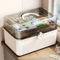 thumbnail image 2 of 1pc Medicine Storage Box - 3-Layer Organizer for Home/Travel | Clear Plastic Compartments & Carry Handle, 2 of 6