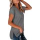 thumbnail image 4 of Sonducket Camiseta de mujer con cuello en V, manga corta con cuello en V, blusa dividida de color sólido Prendas para la parte del cuerpo Gris claro METRO Sonducket AP003161-27, 4 of 6