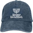 thumbnail image 1 of Hanukkah Jewish Funny Hat Adjustable Denim Baseball Cap Black Dad Hat Men Women, 1 of 6
