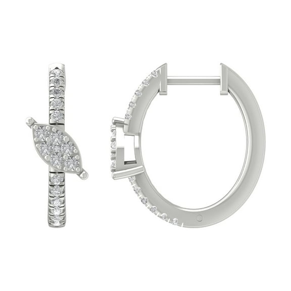 Araiya Sterling Silver Diamond Hoop Earrings for Women (1/2 cttw, I-J Color, I2-I3 Clarity)