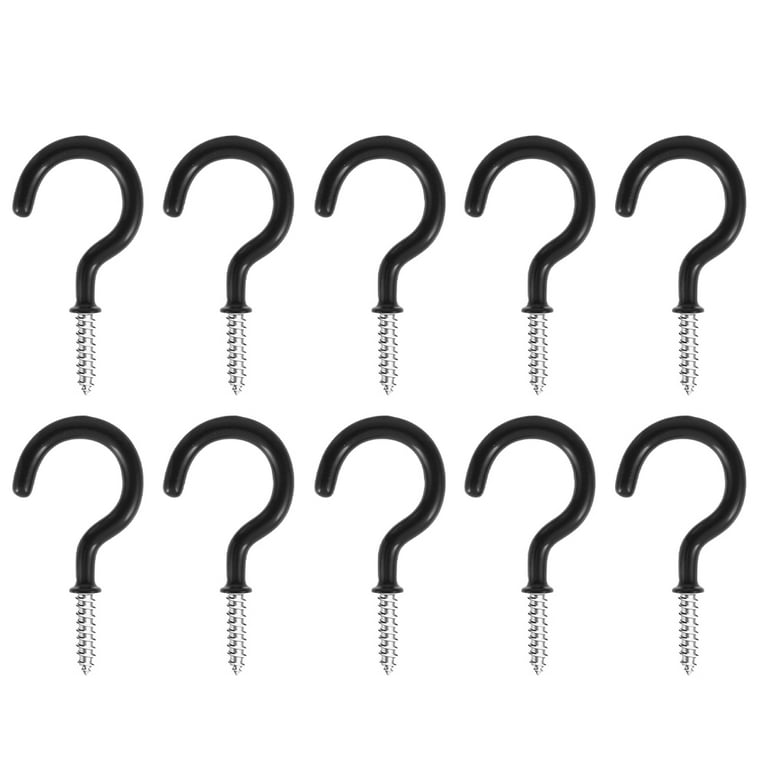 Screw-in Cup Hooks, Ceiling Hooks Cup Hooks 2.7 Inches Screw Hooks 10 Pack ( Black) 