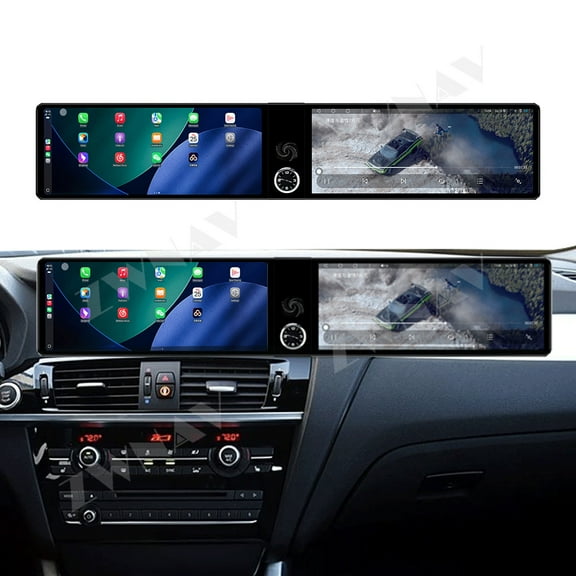 ZWNAV Dual 12.3 inch Screen Carplay Android 14 Car GPS Navigation for BMW X3/X4 2011-2012 CIC Head Unit Multimedia Player Car Radio