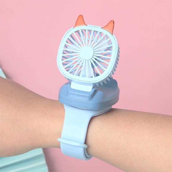 Mini Portable Wrist Fan. Desktop Or Handheld Two Purpose USB Charging Fan Detachable Wristband With Three Gear Of Wind Speed And Colored Lights