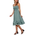 thumbnail image 2 of Vestido Floral INSPIRE CHIC para Mujer, Vestido Midi con Tirantes Espagueti y Volantes, Talla XL, Verde, 2 of 6