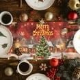 thumbnail image 2 of Red Green Christmas Cotton Linen Table Runner for Dining Kitchen, Winter Snowflakes Xmas Trees Village Wedding Outdoor Party Tablerunners Decoration, Dresser Scarf Coffee Tablecloth Runners 18"x72", 2 of 9