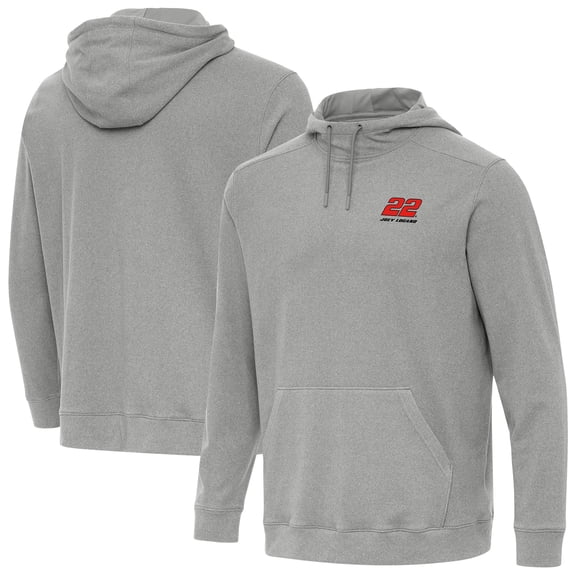 Men's-Antigua  Heather Gray Joey Logano Cloud Pullover Hoodie