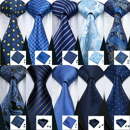 Floral Striped Tie - USA Blue Silk Tie Set Striped Checks Paisley 50 Styles Woven Necktie Lot Wedding - C-5069 - Animal Print