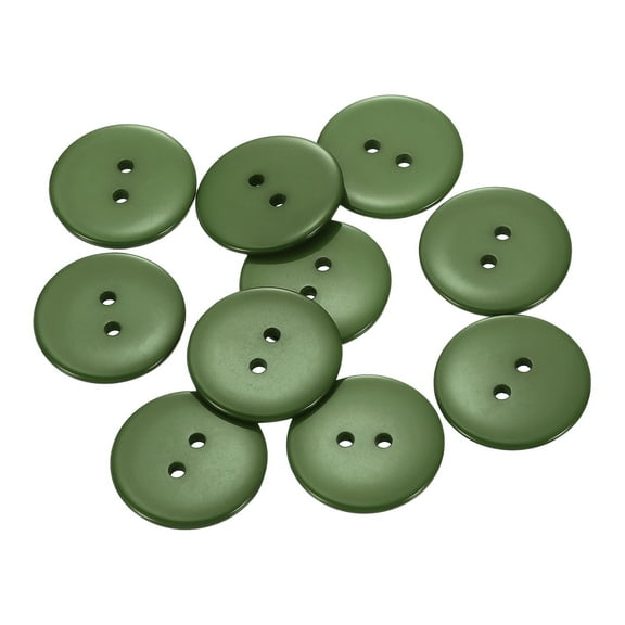 10pcs Resin Sewing Button, 30mm (1 3/16") 2-Hole Round Craft Buttons, Dark Green