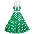 thumbnail image 4 of Glisme Casual Dresses For Women Polka Dot Dress For Women Polka Dot Party Dresses A Line Neck Swing Dress With Belt Green Sundress Party Dresses, 4 of 4