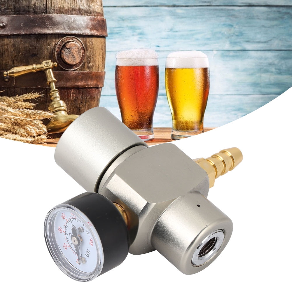 LAZIOEGR Stainless Steel 3/8in Quick Connector CO2 Mini Regulator Pressure Gauge 0-45psi for Soda Container and Home Brewing Beer Keg Systems (3.4x2.6in / 8.5x6.5cm)