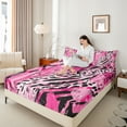 thumbnail image 4 of Homewish Fashion Zebra Print Twin Sheet Sets, Pink Leopard Cheetah Twin Fitted Sheet, Teens Kids Adult Female Flat Sheet, Luxury Bedroom Decor, 3-Piece, 4 of 7