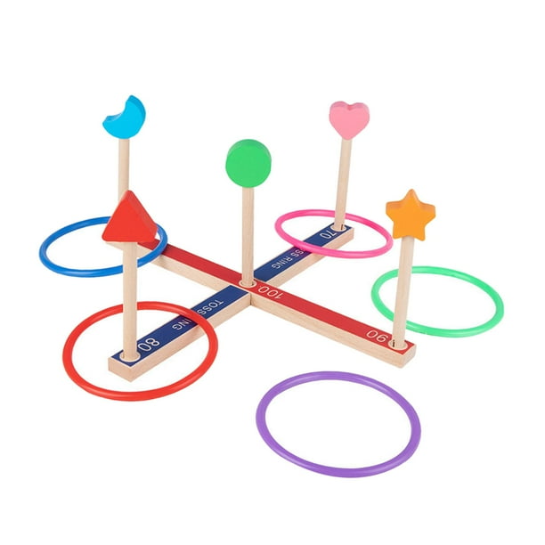 Juego de lanzamiento de anillos de madera con 5 anillos de lanzamiento para barbacoa Camping fiestas patio