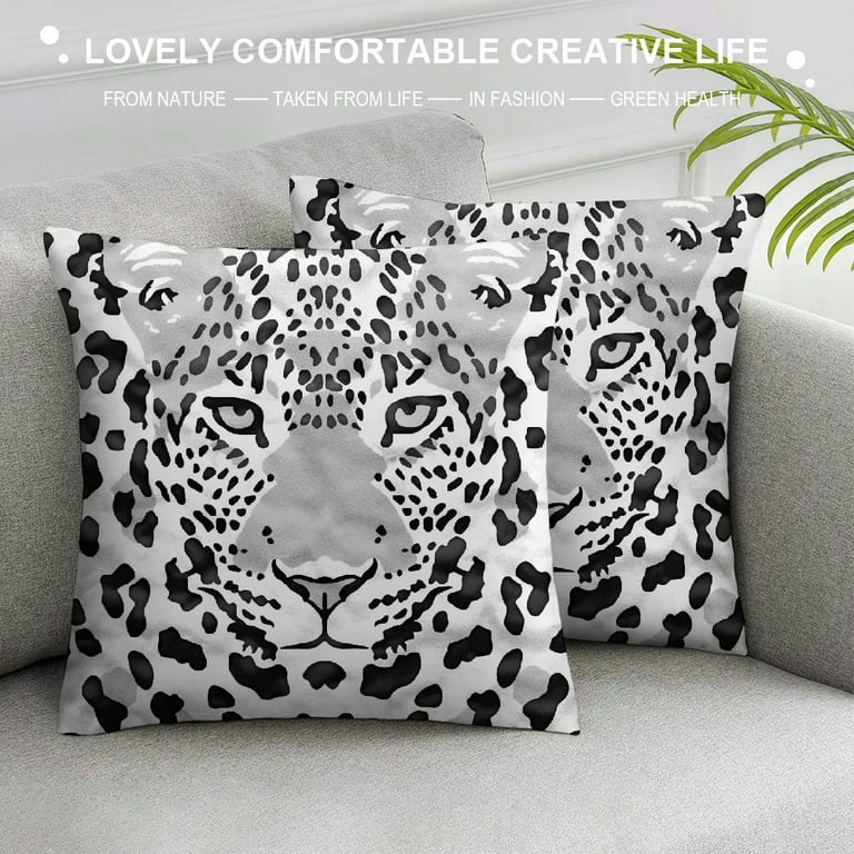 Gray leopard pillow online