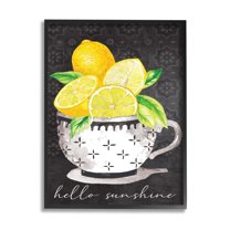 Stupell Hello Sunshine Lemons in Teacup Patterned Food & Beverage Painting Black Framed Art Print Wall Art