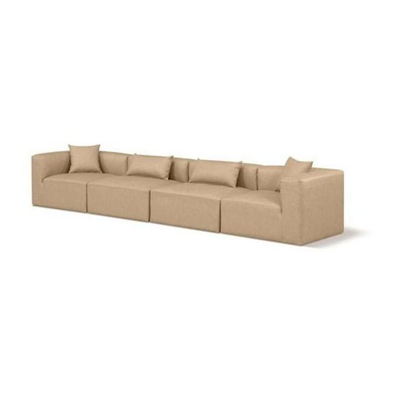 Meridian Furniture Cube Tan Vegan Leather 4-Pc. Modular Sofa