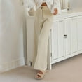 thumbnail image 2 of Ierhent Womens Pants Dressy Casual Women's Curvy Fit Gabardine Bootcut Stretch Dress Pants with Pockets(Beige,S), 2 of 6