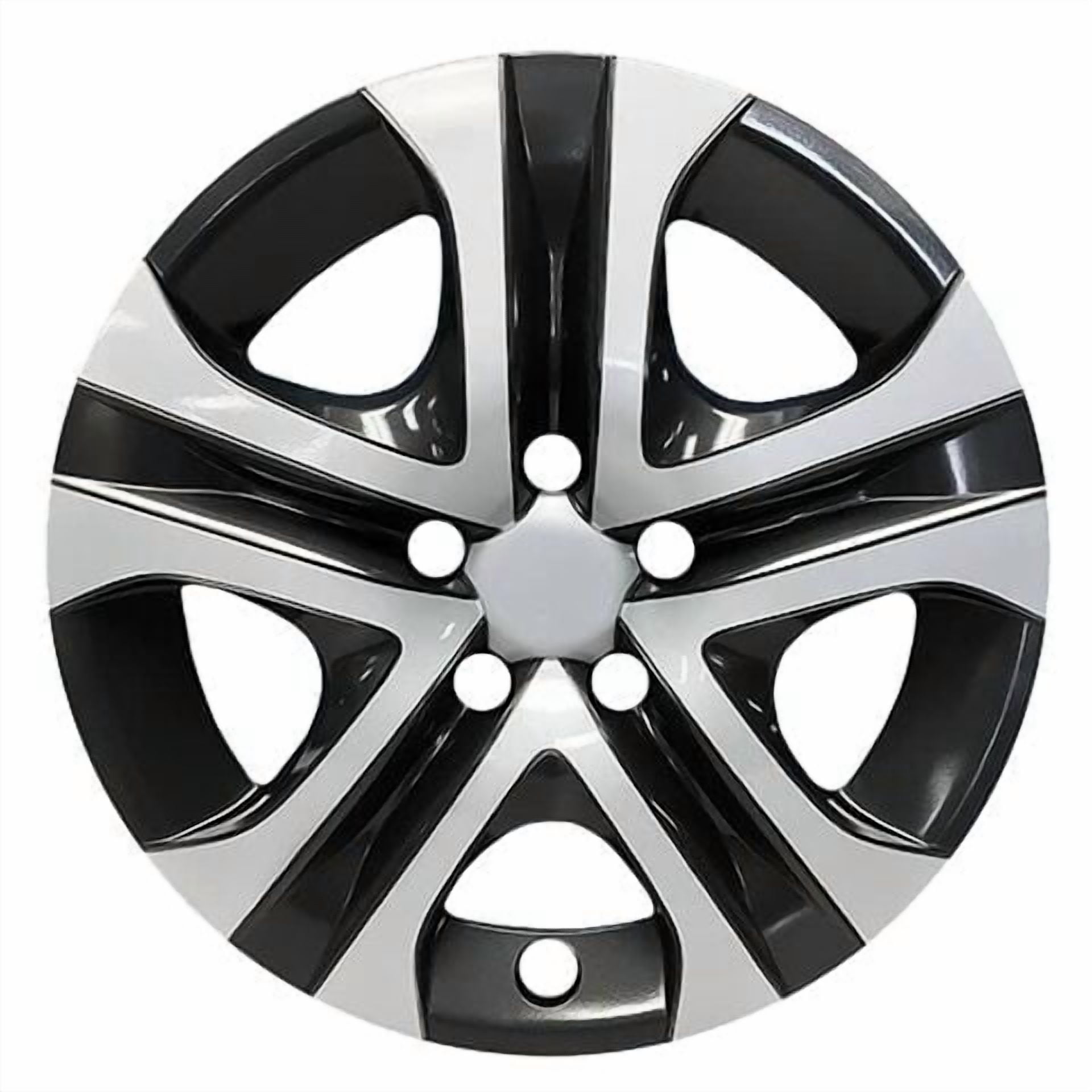Fuel Rider Set of 4 17 inch Silver & Black Snap-On Hubcaps With 5 Spoke Compatible With 2013-2018 Toyota RAV4 LE Standard Steel Wheel Covers