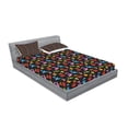 thumbnail image 2 of Dragon Fitted Sheet & Pillow Sham Set, Different Kinds of Colorful Comic Dragons on a Black Background with Little Stars, Decorative Printed 6 Piece Bedding Decor Set, Queen, Multicolor, by Ambesonne, 2 of 3