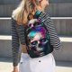 thumbnail image 5 of Disketp Modern Abstract Colorful Skull B print Canvas Backpack Lightweight Travel Daypack Student Rucksack Laptop Backpack-Small, 5 of 5