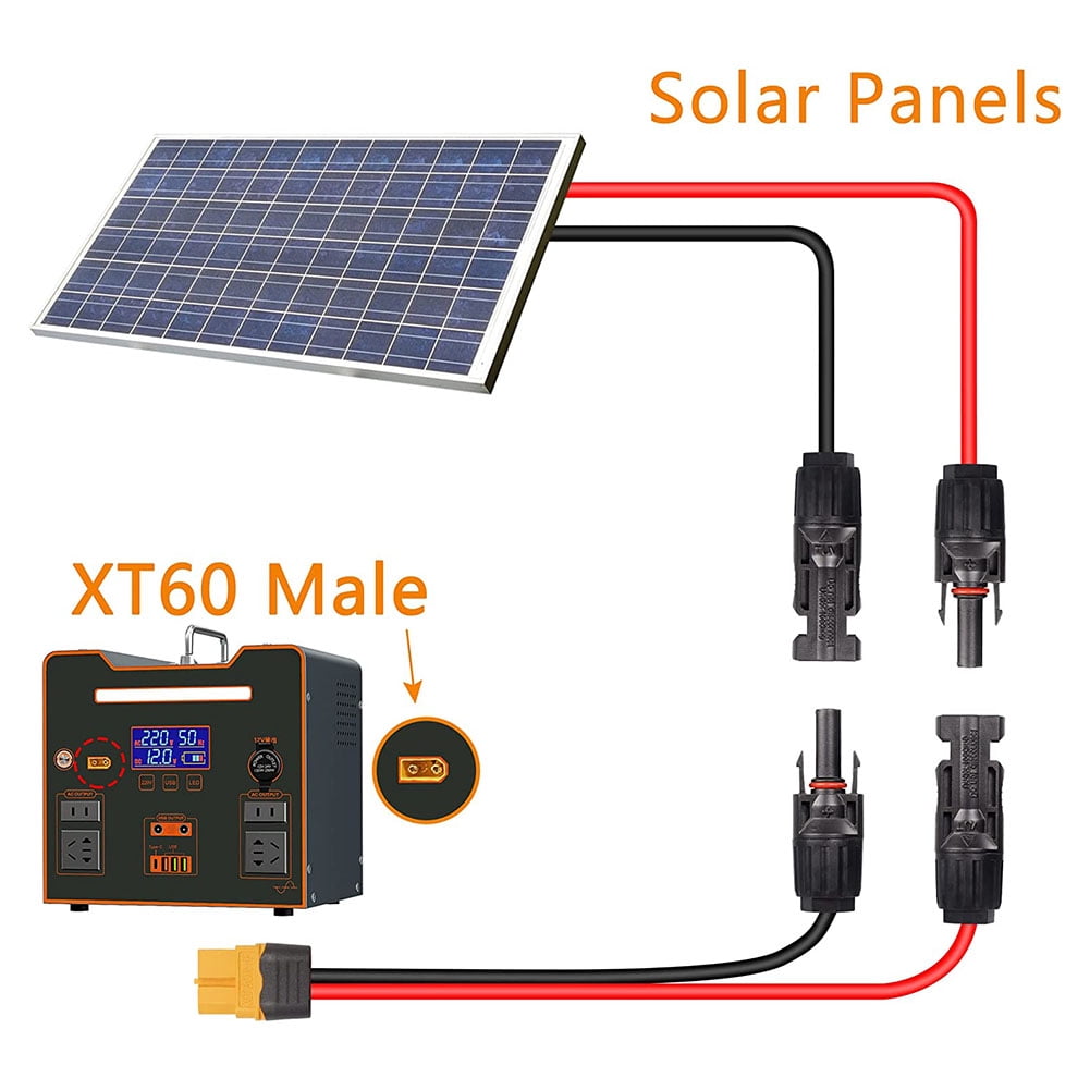 Solar Panel Extension Cable, 10 AWG 6 ft Power Cord with MC 4 Connectors, Red and Black, 1-Pack