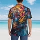 thumbnail image 4 of Balery Vibrant Rooster Painting Camisas hawaianas de manga corta para hombre, camisas playeras de corte holgado, camisas de vacaciones con botones,Large, 4 of 7