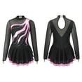 thumbnail image 2 of iiniim Kids Girls Long Sleeve Sequins Printing Ice Roller Figure Skating Dress Ballet Dancewear Size 6-16 Pink 12, 2 of 7