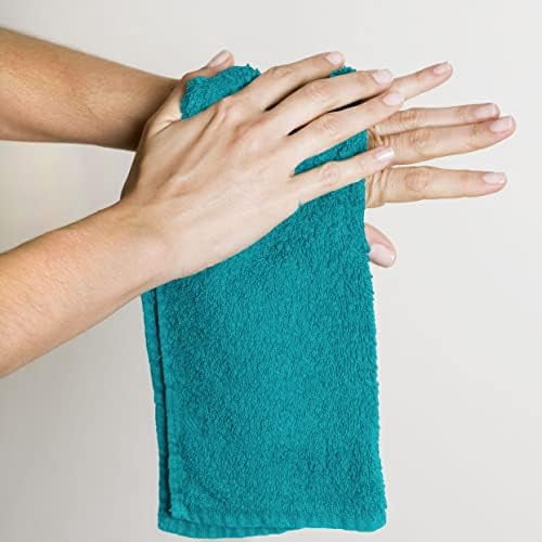 60 Pack Cotton Washcloths Set, 100% Ring Spun Cotton, Premium Flannel Face Cloths, Highly Absorbent and Soft Feel Fingertip Towels, Turquoise