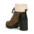 thumbnail image 3 of Women Sherpa Cuffed Lace up Lug Stacked Ankle Boot 19579, 3 of 6