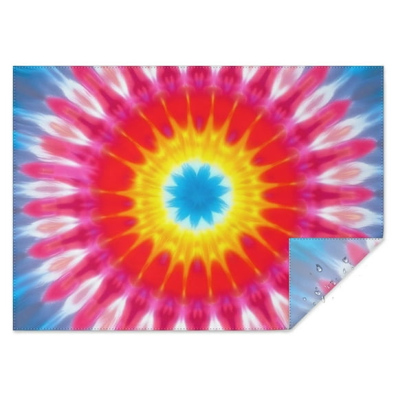 Colorful Tie Dye Mandala Pattern Rectangle Tablecloth 60"x84",Waterproof Polyester Rectangle Table Cloth, Wipeable Spillproof Polyester Tablecloth for Dining, Camping, Indoor and Outdoor