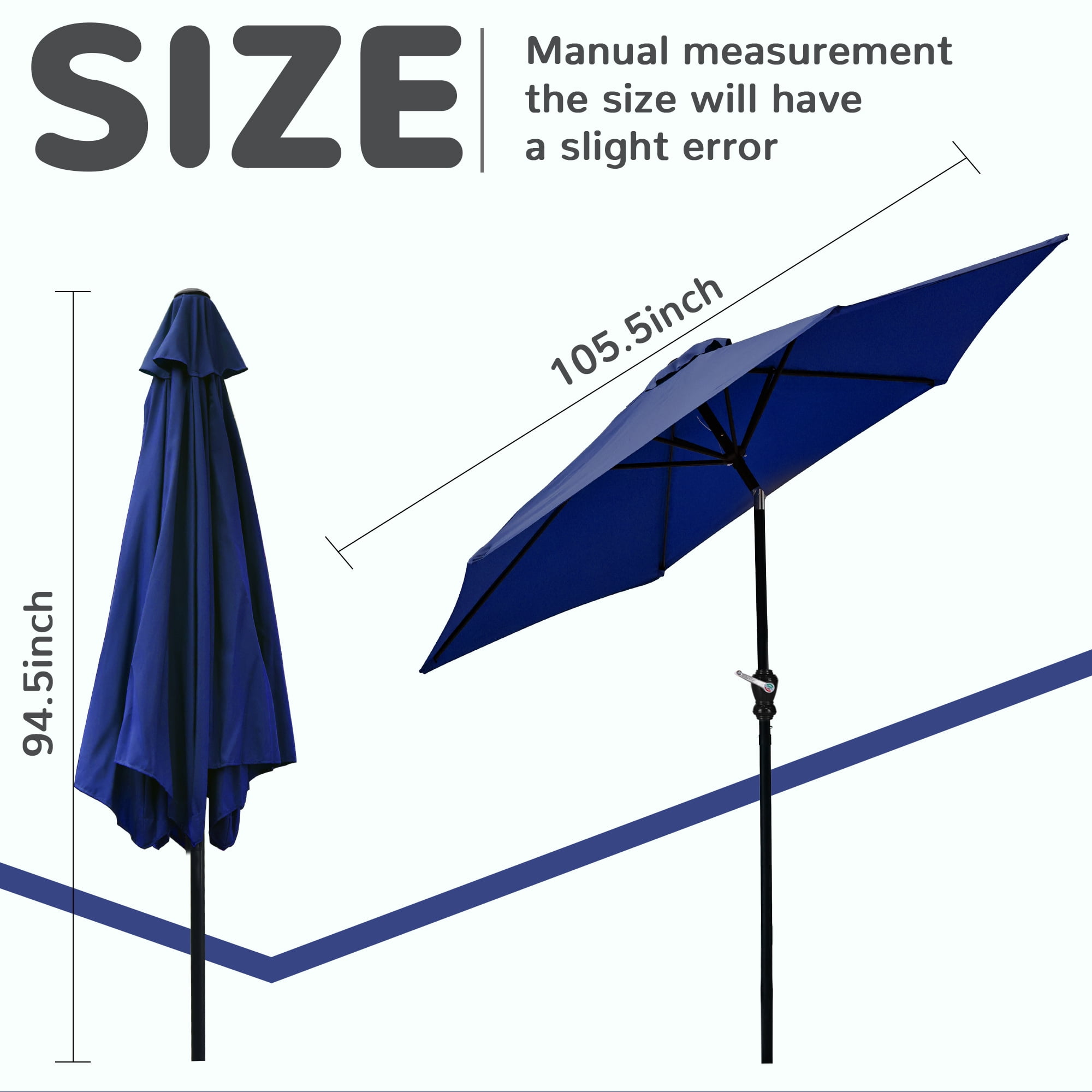 FlexWave 9FT Outdoor Market Patio Umbrella, UV-Resistant Sunshade，with Push Button Tilt & Crank, for Garden, Deck, Poolside