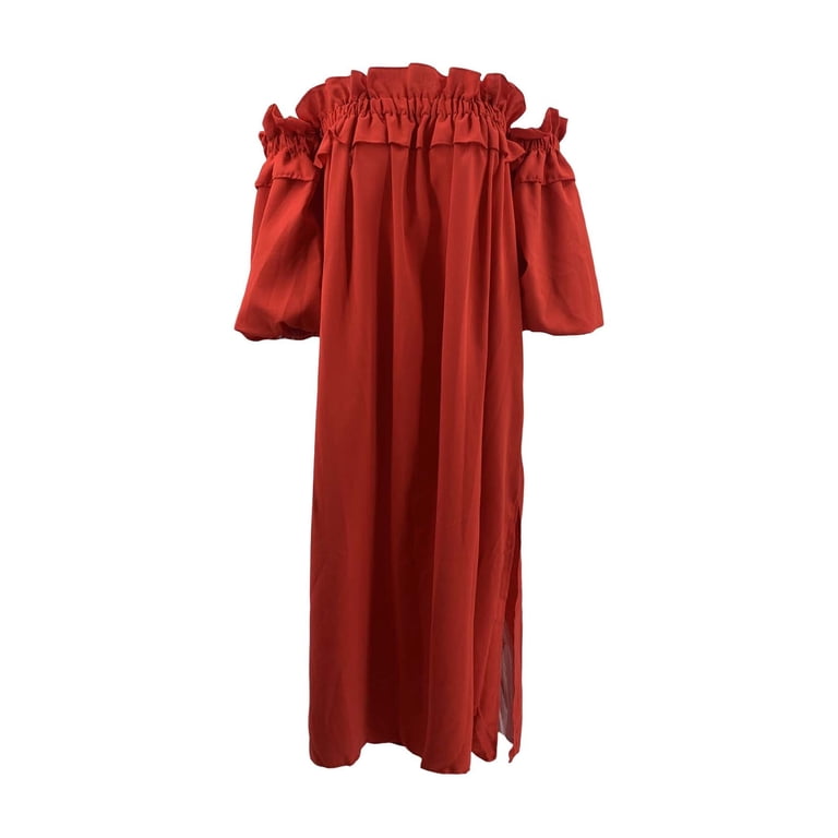 red garden party dress Selkie Women's Cotton Gauze Midi Dress, Lipstick Red for Women