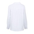 thumbnail image 4 of Nuevas mujeres ocasionales blusa suelta de lino de algodón con cuello en v bolsillos de manga larga Abanopi Blanco XXXXXL, 4 of 7