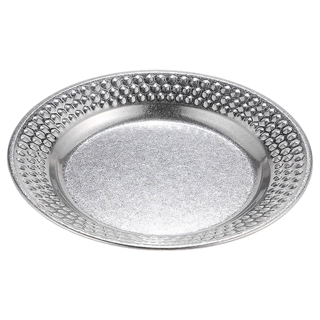 GZQJFMY Assiettes Rondes en Acier Inoxydable avec Texture Martelée pour Barbecue et Restaurant, Empilables et Résistantes à la Rouille (26cm Argent)
