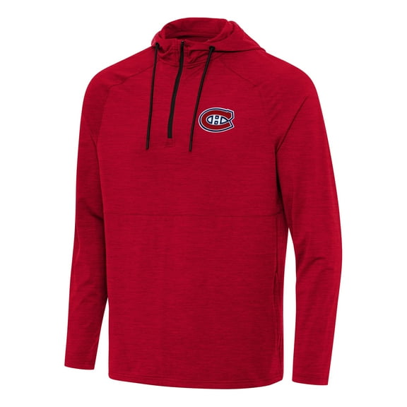Men's Antigua Heather Red Montreal Canadiens Spikes Quarter-Zip Hoodie