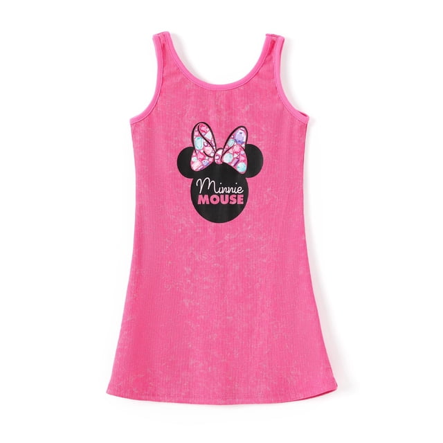 Vestido sin mangas con estampado de personajes de Minnie Mouse de Disney para niña de 6 a 7 años