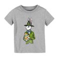 thumbnail image 2 of Gibobby Camisas De Vestir Camisa de conejito de Pascua para niños pequeños y niñas, camiseta de Pascua, camisetas gráficas de conejo lindo para niños （Gris， 7-8 Años), 2 of 4