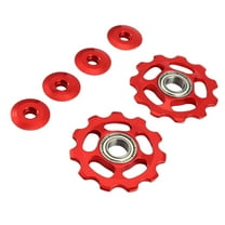 SKISUNO 2Pcs Mountain Bike Rear Derailleur Pulley Set 11T Red for Bikers 4.40X4.40X0.50in