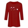 thumbnail image 4 of Busydd Womens Christmas Tops Trendy Wine Glass Print T Shirts for Women Casual Round Neck 3/4 Length Sleeve Christmas Shirts for Women M, 4 of 4