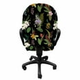 thumbnail image 3 of Flower Office Chair Slipcover, Exotic Nature Vintage Composition Botanical Plants Twigs Herbs Fern Leaves, Stretch Decorative Fabric Cover, Standard Size, Black and Multicolor, by Ambesonne, 3 of 5