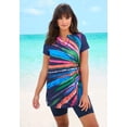 thumbnail image 2 of Swim 365 Women's Plus Size Longer-Length Notch-Neck Short-Sleeve Swim Tunic, 2 of 6