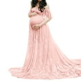 thumbnail image 2 of HANXIULIN Women's Lace Maternity Trailing Short Sleeved Off-The-Shoulder Dress Long Maxi Dress Photography Flying Sleeve Dress Light Pink XL, 2 of 6