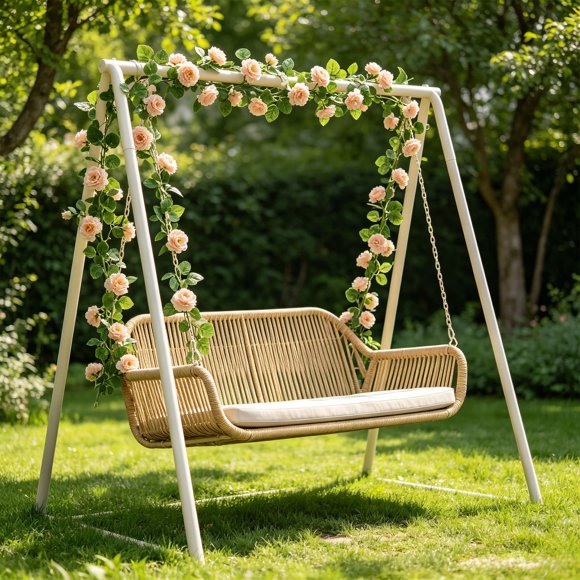 Guirnalda de flores de seda multicapa con hojas de peonía y begonia para colgar en la pared, ocultar el techo y como elemento decorativo verde: enredadera floral artificial para bodas y decoración