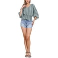 thumbnail image 2 of INSPIRE CHIC Tops for Women's Summer Boho V Neck Print Chiffon Top Smocked Batwing Dolman Sleeve Blouses XL Light Gray Green, 2 of 6